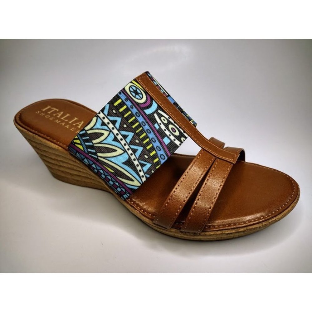 New Italian Shoemakers Multi Color Wedge Sandal Shoes
